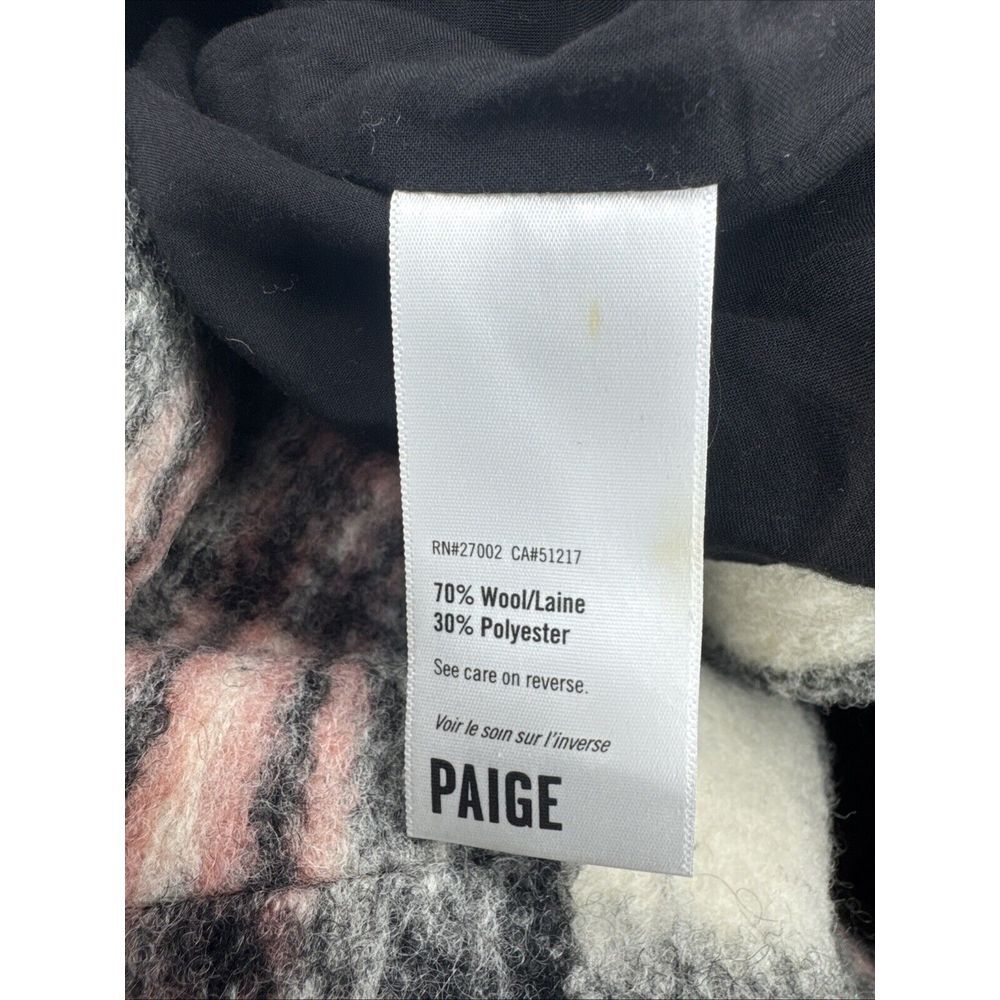 Paige Women XS Pink White Black Academia Wool Blend Preppy Belted Peacoat Jacket - Picture 9 of 13